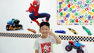 Car Toy Sticker with Superhero Decoration House