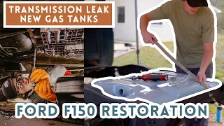 PUTTING IT ALL BACK TOGETHER! Fixing Transmission Leak, New Gas Tanks | F150 Restoration