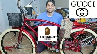 TRIP TO THE MALL + MY BIKE GOT STOLEN/GOT A NEW BIKE!! BAPE, GUCCI, LOUBOUTIN, Y-3!!