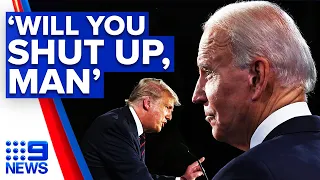 US Presidential Debate chaos as Trump and Biden trade barbs | 9 News Australia