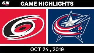 NHL Highlights | Hurricanes vs. Blue Jackets – Oct 24, 2019