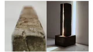 Making a rustic table lamp from old logs //DIY idea