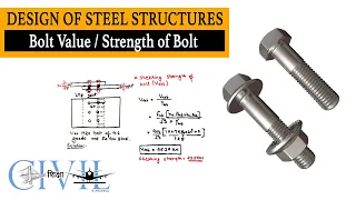 How to Calculate Bolt Value/Strength of Bolt | Bolted Connection | Design of Steel Structures