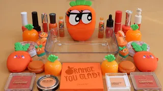 'Carrot' Mixing'Orange'Eyeshadow,Makeup and glitter Into Slime.★ASMR★Satisfying Slime Video