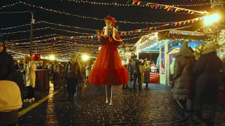 [4K] 🎄MOSCOW - 🎅Christmas And Happy New Year's Fair on Red Square. Ice skating rink. Winter Walking