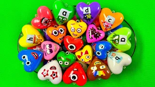 Numberblocks & Alphablocks - Looking Clay with Mini Heart Coloring! Satisfying, ASMR Video