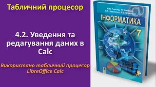 4.2. Уведення та редагування даних в Calc (Calc) | 7 клас | Ривкінд