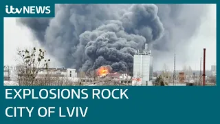 Powerful explosions heard outside western city of Lviv | ITV News