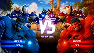 Blue Iron Man & Blue Hulk Vs Iron Man & Red Hulk  (Very Hard)AI Marvel vs Capcom Infinite