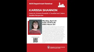 UW-AOS Department Seminar - April 29, 2024 -  Karissa Shannon