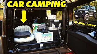 SOLO CAR CAMPING in SUZUKI JIMNY JB74 || Sounds of Nature and Camping || ASMR Silent VLOG Relaxing