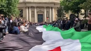 French students protest in support of Palestinians near Sorbonne university