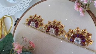 beadwork | hand Embroidery beads work design⚜ | شكل جديد لتنبات جلابة رمضان أو العيد