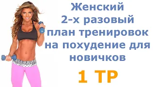 Женский 2 х разовый план тренировок на похудение для новичков (1 тр)
