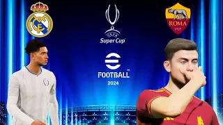 Efootball 2024 Europe Super Cup  - REAL MADRID Vs AS ROMA [4k 60FPS ] VINI JR  Ft PAULO DYBALA