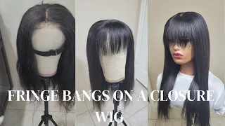 How to turn closure wig into Fringe bangs wig. #wigs #wigmaker #fringe #diy #tutorial