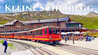Kleine Scheidegg - Wengen - Lauterbrunnen - Most Beautiful Train Ride in Switzerland, 4K Video