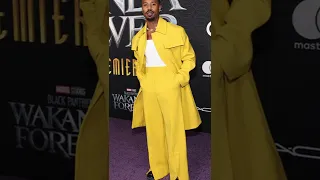 MICHAEL B.JORDAN in Yellow Suit & Chunky Boots at 'WAKANDA FOREVER ’PREMIERE #fashion #style #shorts