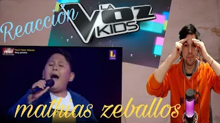 Reaccion a Mathías Zeballos Volver a amar  Audiciones a Ciegas La Voz Kids Perú 2021