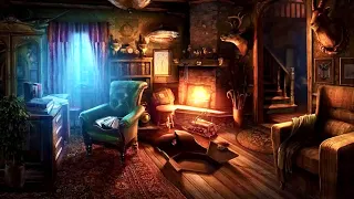 Cozy Victorian Room Ambience With Crackling Fire, Howling Wind, Rain, Distant Thunder & Clock Sounds