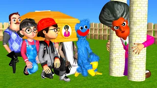 Scary Teacher 3D Nick and Tani Troll Miss T's Bicycle Balloon Mask vs Huggy Wuggy Dancing