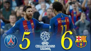 Barcelona 6x5 Paris Saint-Germain U.C.L R16 2017 Messi . neymar - Extended Highlights FHD