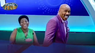 Contestant wishes Steve "Good Luck" as Steve tries to pronounce his name! | Family Feud South Africa