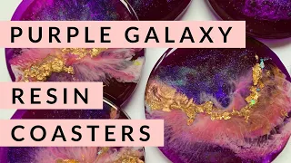 Purple Galaxy Resin coasters : Tutorial, Use layers to create a 3d Galaxy effect - stunning sparkle