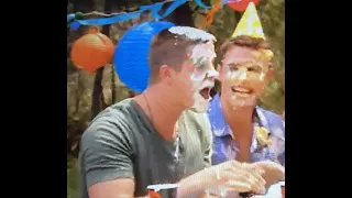 Johnny Ruffo caked in the face