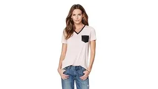 G by Giuliana Speckled Jersey Knit Tee with Pocket