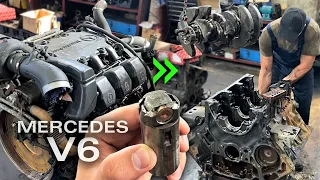Mercedes V6. MILEAGE - 1 MILLION ENGINE REPAIR OM501. PART 1