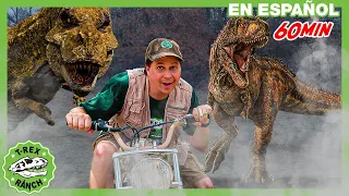 ¡¡PERSECUCIÓN DE DINOSAURIOS!! La Casa Gigante de Cartón | Videos de dinosaurios para niños