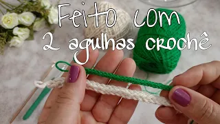 CORDÃO DE CROCHÊ COMO TRICOTIN/ Utilizando 2 agulhas de crochê.