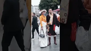 The pair of Tibetan men and women are enviable.  Tibetan girl Chunxi Road street photograp