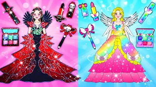 Dibujos Animados De Muñecas De Papel - Rainbow VS Devil Princess Makeup  - Woa Doll Español
