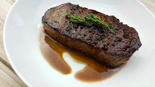 Pan Seared Steak with Red Wine Bordelaise Sauce - What's For Din'? - Courtney Budzyn - Recipe 97