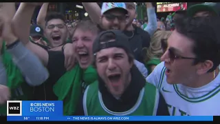 Celtics fans celebrate outside Garden following team's win over 76ers