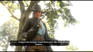 RDR2- Arthur Talks to a Female Camper in Blackwater, who Talks about Night Folks