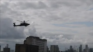 US Arny helicopters land in London's Royal Docks 07-09-19