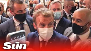 Macron egged by protester shouting 'Vive la Revolution'