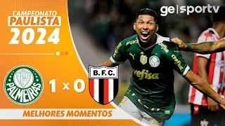 PALMEIRAS 1 X 0 BOTAFOGO-SP | MELHORES MOMENTOS | 12ª RODADA DO CAMPEONATO PAULISTA 2024 | ge.globo