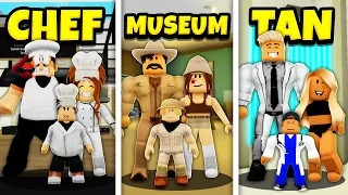 CHEF FAMILY Vs MUSEUM FAMILY Vs TAN FAMILY in Roblox BROOKHAVEN RP!!