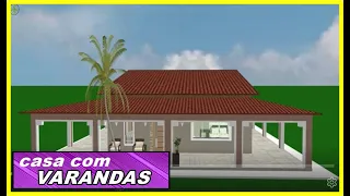 Planta 3d para Casa com 3 quartos - Casa simples -projeto de casa 2 quartos - mini Casa para alugar