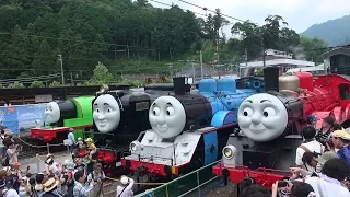 Japan's Oigawa Railway's real Thomas the Tank Engine, James, Hiro, and Percy gather at Senzu Station