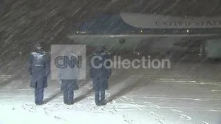 OBAMA ARRIVES TO A SNOWY JOINT BASE ANDREWS