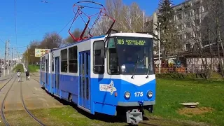 Трамвай Tatra KT4SU №175. Маршрут №5. Барське шосе, Електромережа. Вінниця. Весна. 28.04.2021. FHD.