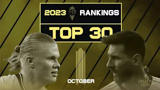 BALLON D'OR 2023 - THE TOP 30 RANKINGS -  MESSI AND HAALAND LEAD THIS RANKINGS