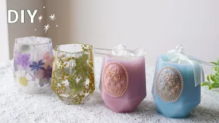 🕯【DIY Vlog】カメオキャンドルとハーバリウム風ペン立て作り/Cameo candle and herbarium pen stand