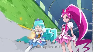 Heartctach Precure - Erika gets hit by a rocket in a middle of a speech