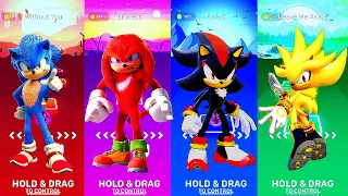 Sonic vs Knuckles vs Shadow vs Super Sonic || Prime Sonic Tiles Hop Edm Rush